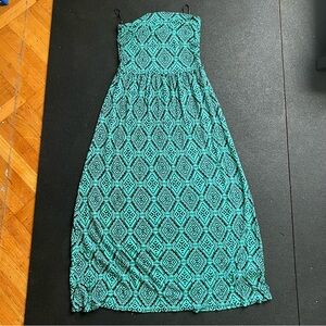 Forever 21 Teal and Black Tribal Print Dress